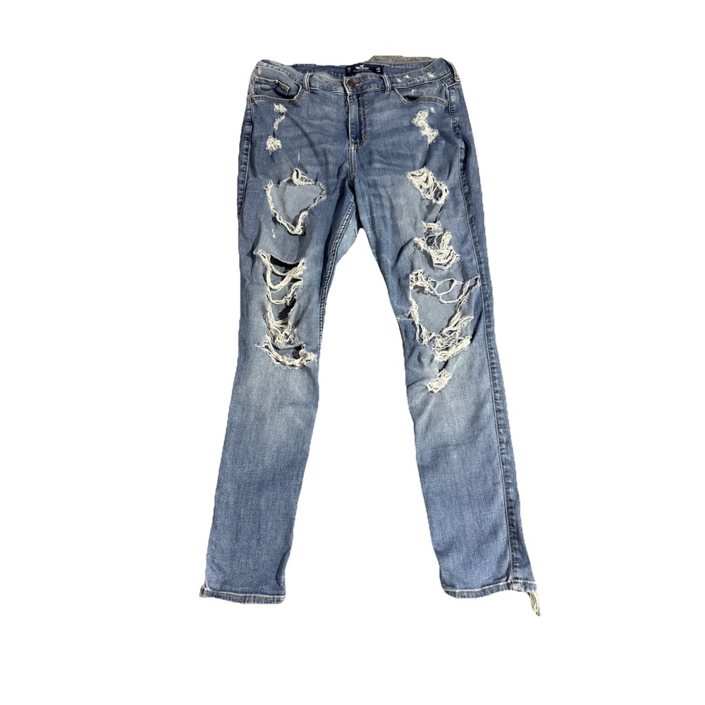 Hollister Destroyed Curvy High Rise Super Skinny Stretch Jeans 15R 32X30